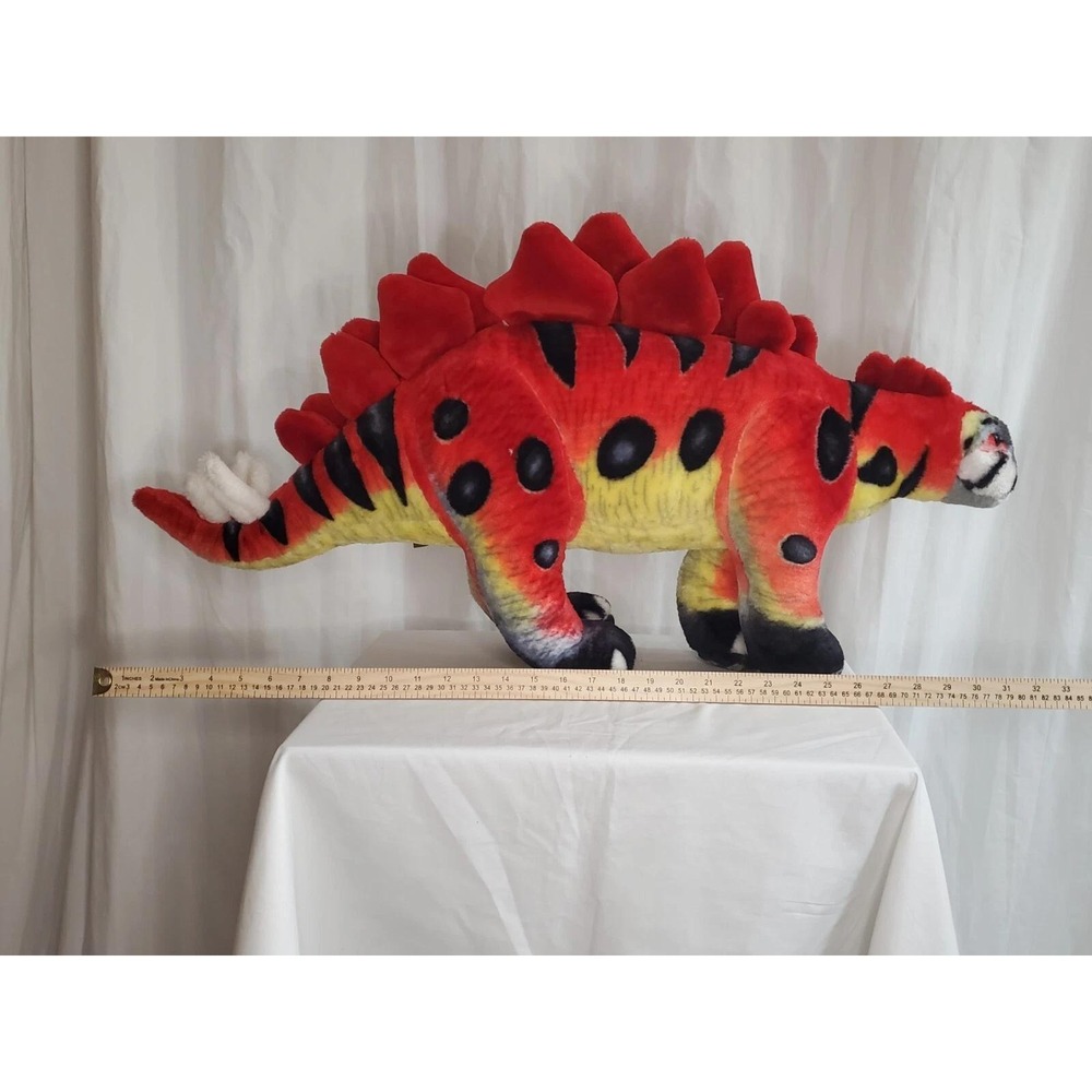 Melissa & Doug Stegosaurus Plush Red Orange Large Dinosaur Stuffed Animal 2147
